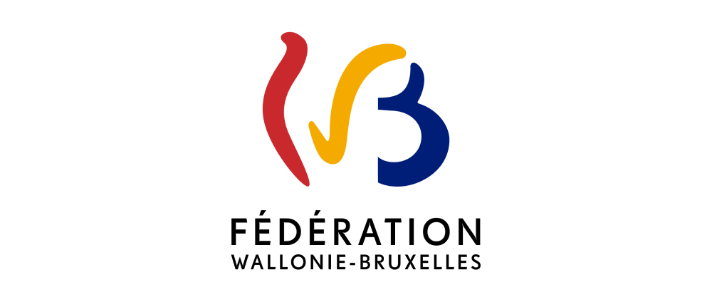 Logo de "Les Prix littéraires de la Fédération Wallonie-Bruxelles" sur fond rose texturé.